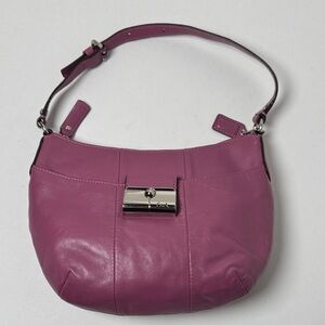 COACH Women's Purple Pink Mini Kristin HOBO‎ Leather Shoulder Bag Y2K Silver